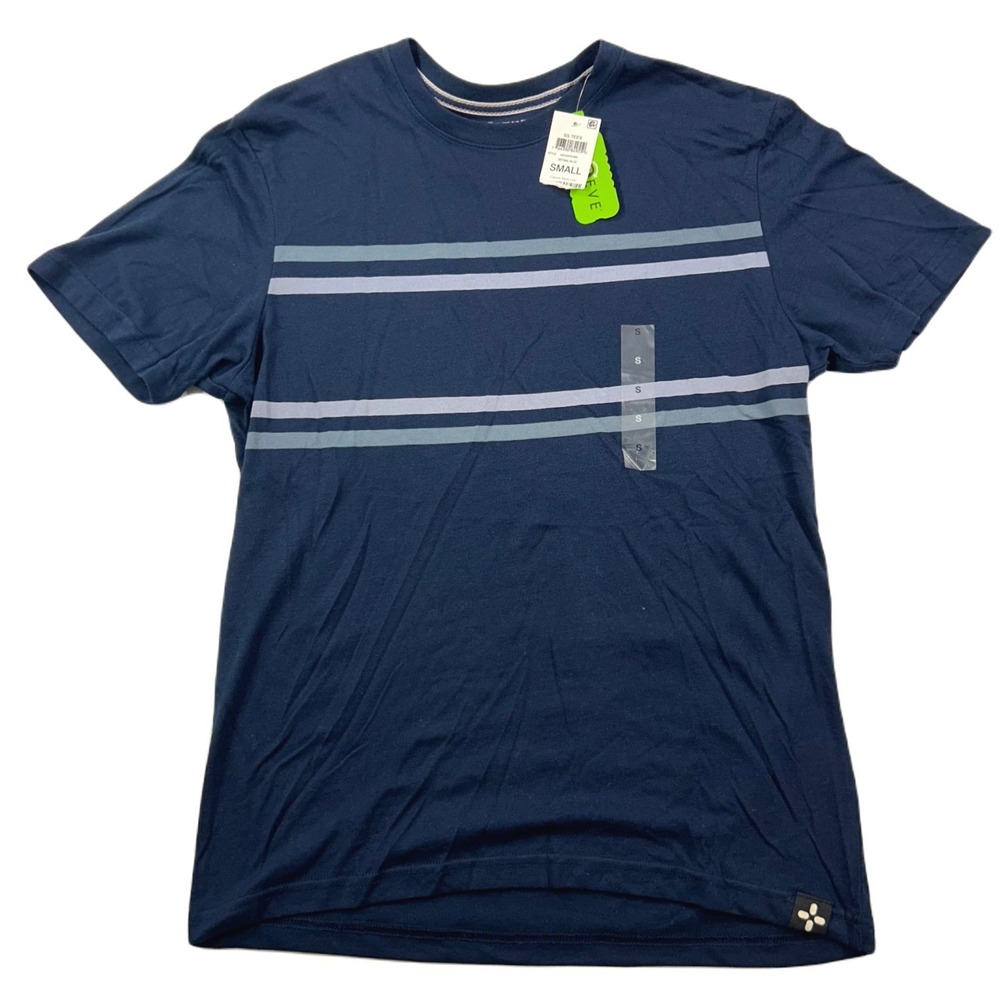 Sun + Stone Striped T-Shirt‎ Mens Small Skysail Blue Short Sleeve NEW